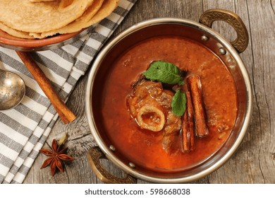 Rogan Josh / Kashmiri Lamb Curry Served In A Kadai, Selective Focus