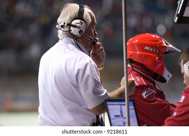 Roger Penske In Pit Stop At Homestead Miami Indy Race 1