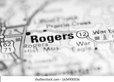 Rogers. Arkansas. USA On A Geography Map