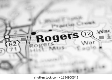 Rogers. Arkansas. USA On A Geography Map