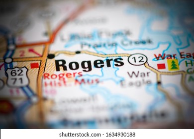 Rogers. Arkansas. USA On A Geography Map