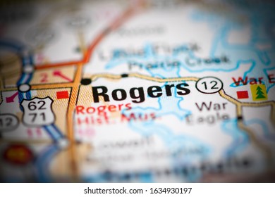 Rogers. Arkansas. USA On A Geography Map