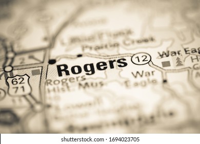 Rogers. Arkansas. USA On A Geography Map