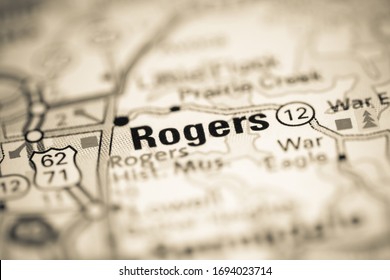 Rogers. Arkansas. USA On A Geography Map