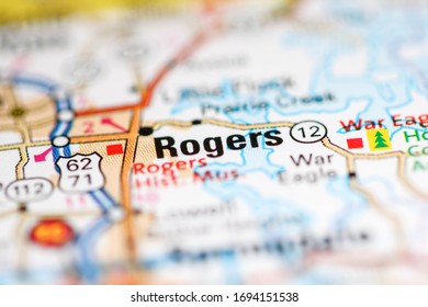 Rogers. Arkansas. USA On A Geography Map