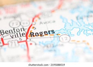 Rogers. Arkansas. USA On A Geography Map