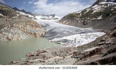 Rohne Glacier Melting In Swiss Alps