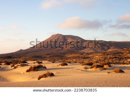 Montaña Roja from the natural park Dunas de Corralejo in Fuerteventura