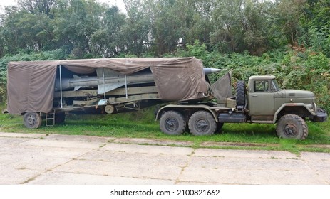 ROKYCANY, CZECH REPUBLIC - SEPTEMBER 11, 2021: Truck ZIL With Loaded SAM Anti Aircraft System. Famous Russian Surface To Air Missile Launcher From Cold War Era.