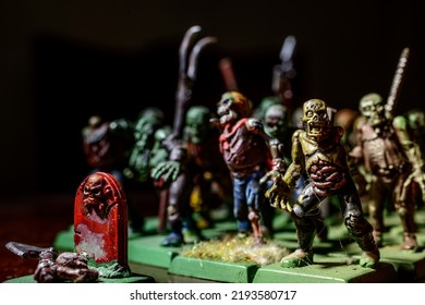 Rol Playing Game Miniature Of Table Top Game Hammer Of War And Strategy Game Of A Undead Zombie Army And Graves