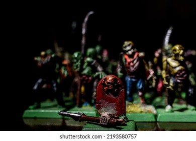 Rol Playing Game Miniature Of Table Top Game Hammer Of War And Strategy Game Of A Undead Zombie Army And Graves