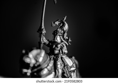 Rol Playing Game Miniature Of Table Top Game Hammer Of War And Strategy Game Of A Midevil Knight On Horse And Mediaval Warrior