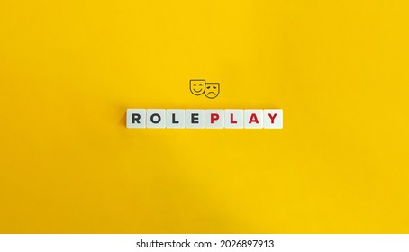 Role Play Banner. Block Letters On Bright Yellow Orange Background. Minimal Aesthetics.