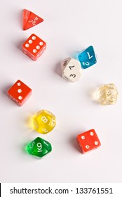 Role Play Dice On A White Table Top