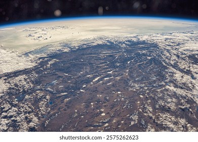 Role of space exploration in advancing technology. Stunning blue sunrise over earth from space showcasing the planet s serene beauty in realistic view. Elements of this image furnished by NASA