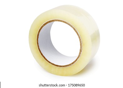 Roll Of Adhesive Tape Isolated On White Background