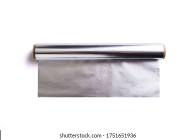 Roll Of Aluminium Foil On White Background