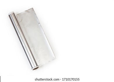 A Roll Of Aluminum Foil Isolated On A White Background