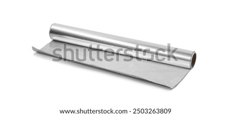 Roll of aluminum foil isolated on white background. With clipping path