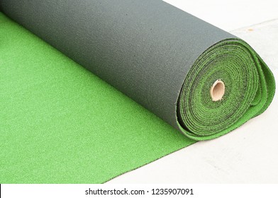 Roll Of Artificial Turf On Ground