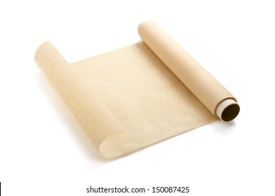 Roll Of Baking Parchment Isolated On White