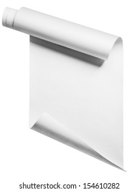 Roll Of Blank White Paper Ready For Type, Isolated With Clipping Path