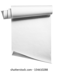 Roll Of Blank White Paper Ready For Type, Isolated With Clipping Path