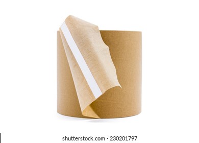 Roll Of Brown Tape Isolated On White Background