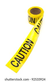 Roll Of Caution Tape, Isolated On White, Copy Space