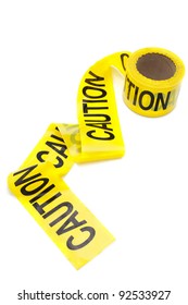 Roll Of Caution Tape, Isolated On White, Copy Space