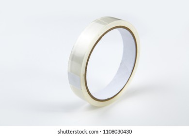 Roll Of Clear Transparent Sticky Tape On White Background Including Clipping Path.