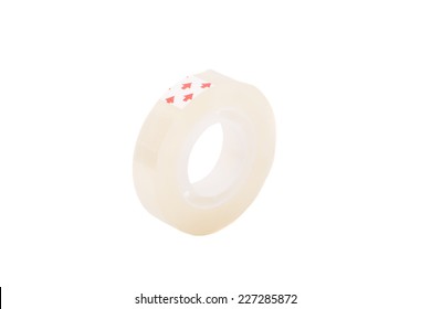 Roll Of Clear Transparent Sticky Tape Isolated On White 