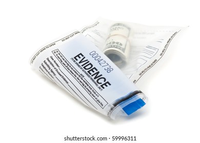 Roll Of Dollar Bills In Evidence Bag