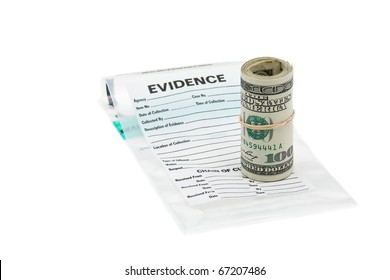 Roll Of Dollar Bills On Evidence Bag