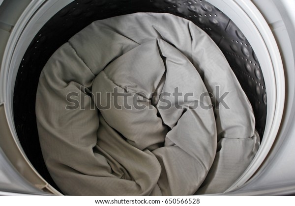 Roll Duvet Put Washing Machine Stock Photo Edit Now 650566528