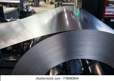 Roll of galvanized steel sheet. Close up view. - Shutterstock ID 778080844