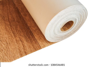 Roll Of Linoleum On A White Background