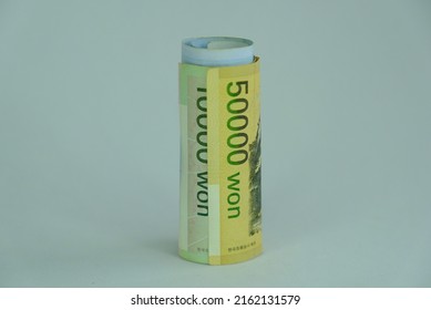 Roll Money; Korean Won banknotes. Concept for business, economy, finance and investment