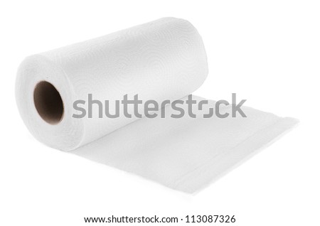 Roll of paper kitchen towels isolated on white