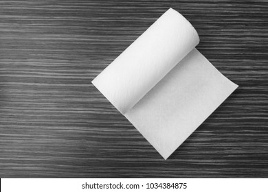 Roll Of Paper Towels On Table, Top View