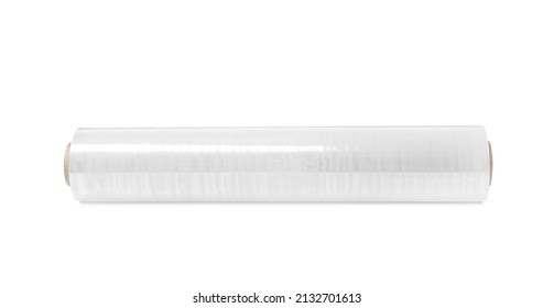 Roll Of Plastic Stretch Wrap Film Isolated On White