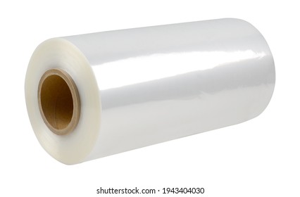 Roll Of Stretch Shrink Film On White Background