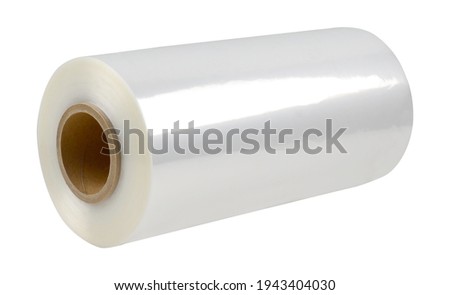 Roll of stretch shrink film on white background