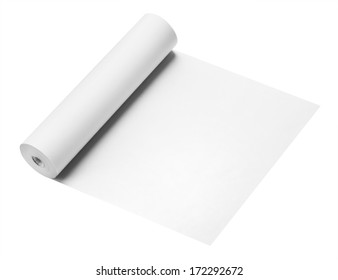 Roll Of Thermal Fax Paper, Isolated On White