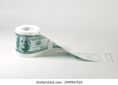 Roll of toilet paper in form of dollars, concept of deficit and inflation, on light background with copy space - Shutterstock ID 1949967925