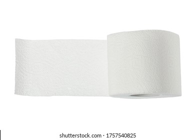 Roll of toilet paper or tissue isolated on white background with clipping path and full depth of field. Top view. Flat lay