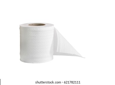 Roll of toilet paper or tissue isolated on white