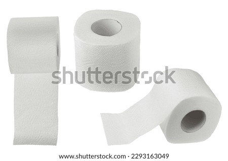 Roll of toilet paper or tissue isolated on white background with  full depth of field. Top view. Flat lay