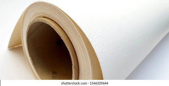 Roll of white canvas for printing