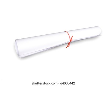 Roll Of White Paper Isolated On White